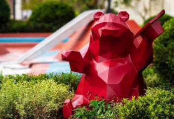 廣場大熊雕塑，公園廣場雕塑，仿真彩繪工藝實景圖