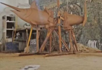 售樓處劍魚(yú)雕塑廠家 商業(yè)街仿真雕塑 海洋生物擺件