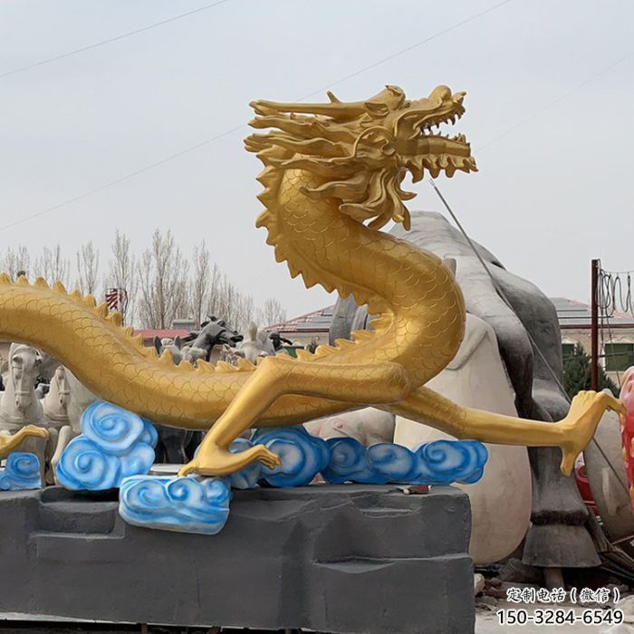 龍頭雕塑廠家，玻璃鋼動物雕塑，房地產售樓處擺件