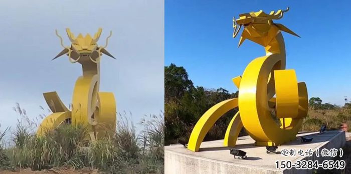 抽象大型龍頭雕塑，玻璃鋼動物雕塑，房地產售樓處擺件