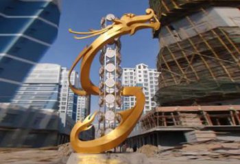 仿真龍頭雕塑，鑄銅動(dòng)物雕塑，房地產(chǎn)售樓處擺件