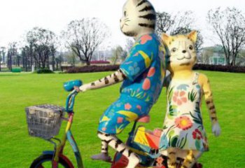 加工庭院小貓雕塑，動物小品，卡通工藝