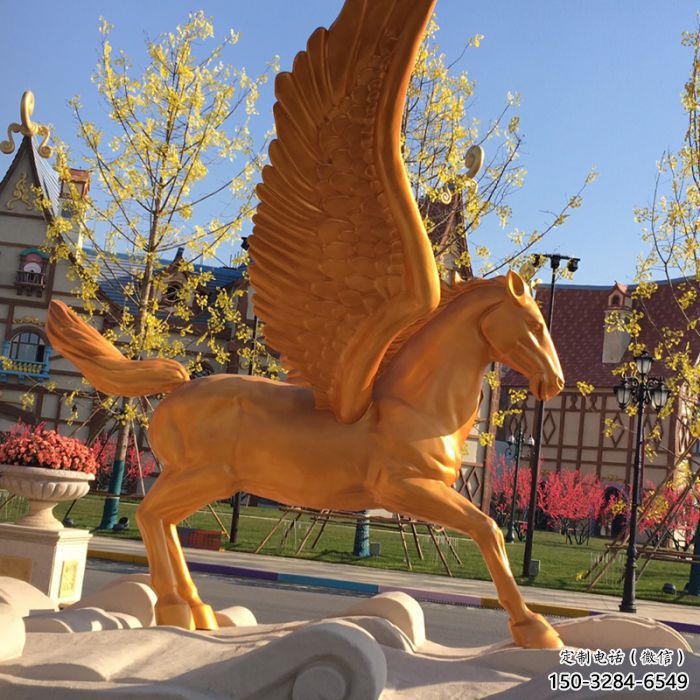 景區天馬雕塑廠家，動物主題，彩繪工藝