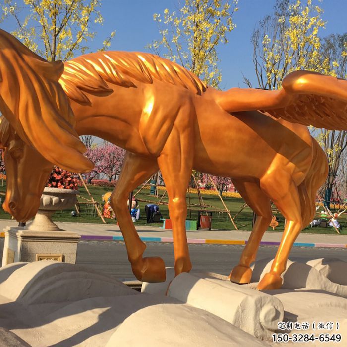 小區天馬雕塑廠家，仿真主題，彩繪工藝
