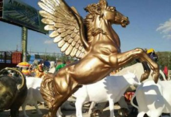 操場天馬雕塑廠家，公園主題，鍍銅工藝