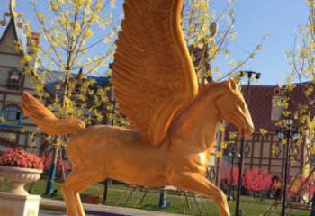 景區天馬雕塑廠家，動物主題，彩繪工藝