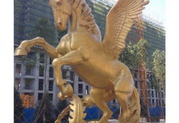 售樓部天馬雕塑廠家，美陳動物小品，鍍銅工藝