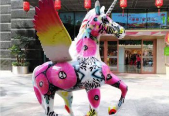 庭院天馬雕塑廠家，現代小品，彩繪工藝效果
