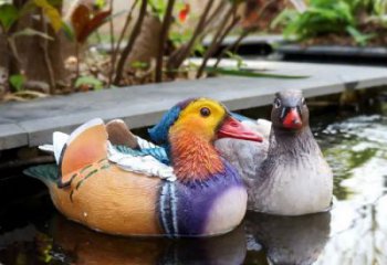 幾何鴛鴦雕塑廠家 庭院仿真雕塑 彩繪擺件