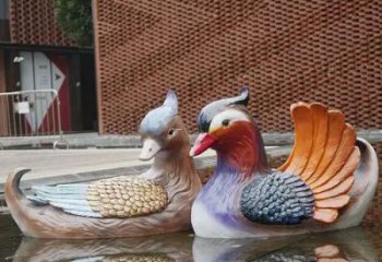 門口鴛鴦雕塑廠家 售樓處仿真雕塑 彩繪小品