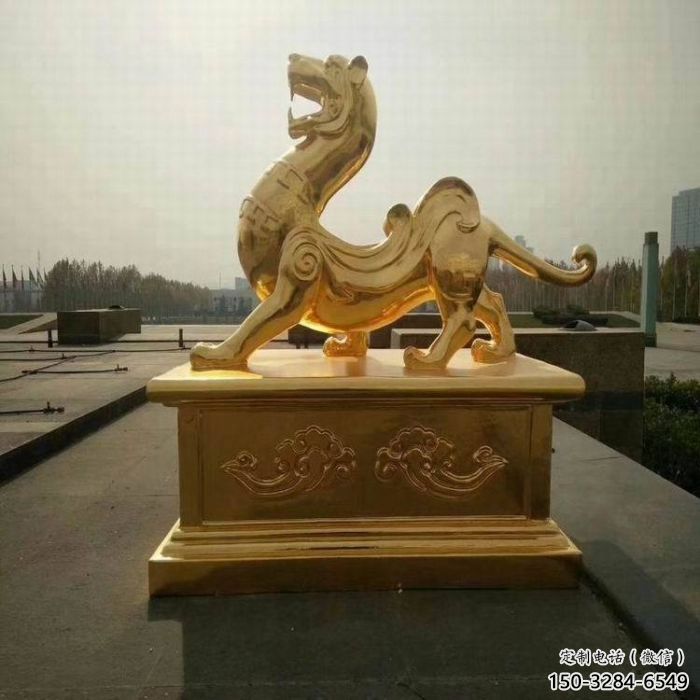 小區白虎雕塑廠家，拉絲動物雕塑，抽象效果