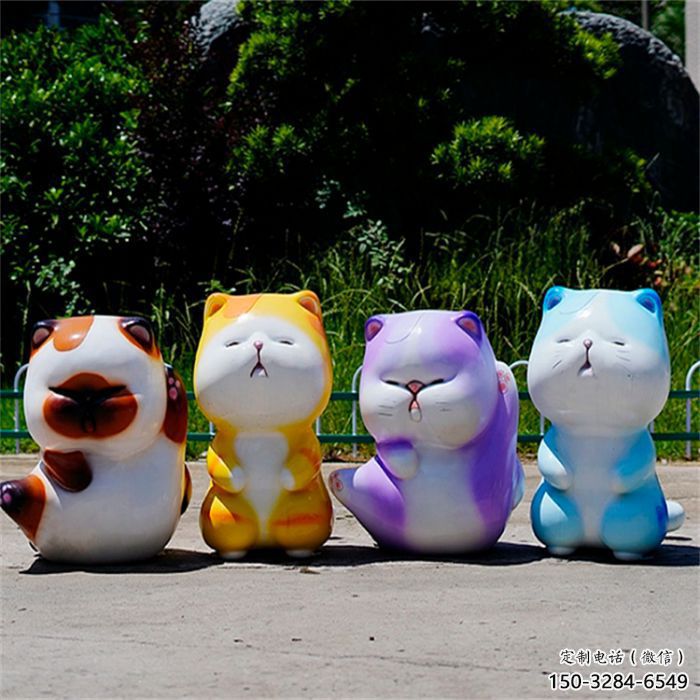 動漫貓咪雕塑廠家，彩繪卡通雕塑，動漫景觀工藝