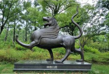 戶外白虎雕塑，鍍銅神獸雕塑，鏡面工藝