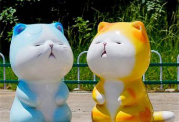 農(nóng)村貓咪雕塑廠，卡通動(dòng)物雕塑，抽象效果