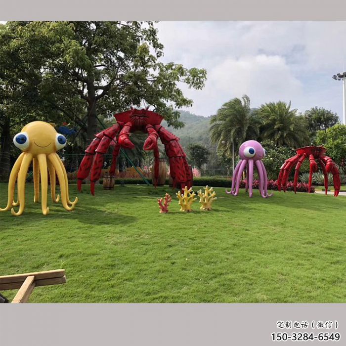 室內烏賊雕塑，彩繪海洋雕塑，抽象效果