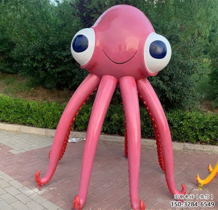 卡通烏賊雕塑，彩繪動漫雕塑，彩繪題材