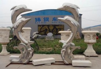 廣場魚形雕塑廠家，卡通水景雕塑，抽象效果