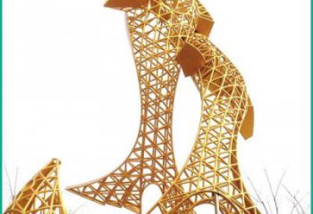 庭院魚形雕塑廠家，烤漆歐式雕塑，網格形式