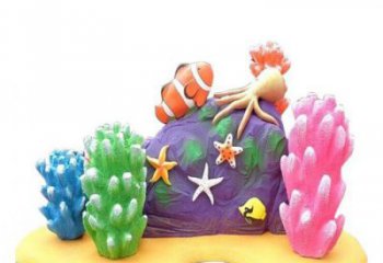 步行街珊瑚雕塑，動漫景觀雕塑，彩繪方式