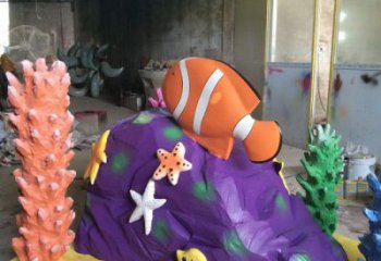 卡通珊瑚雕塑廠，玻璃鋼海洋雕塑，彩繪工藝