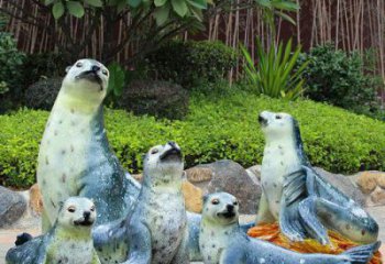 抽象海豹雕塑廠家 店門口彩繪雕塑 步行街擺件