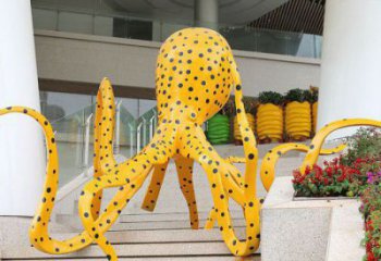 廣場烏賊雕塑廠家，彩繪海洋雕塑，動漫生物