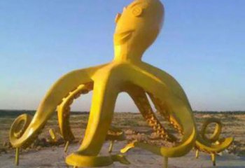 街道烏賊雕塑，玻璃鋼景觀雕塑，古銅效果