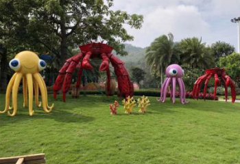 戶外大型烏賊雕塑，拉絲海洋雕塑，抽象效果