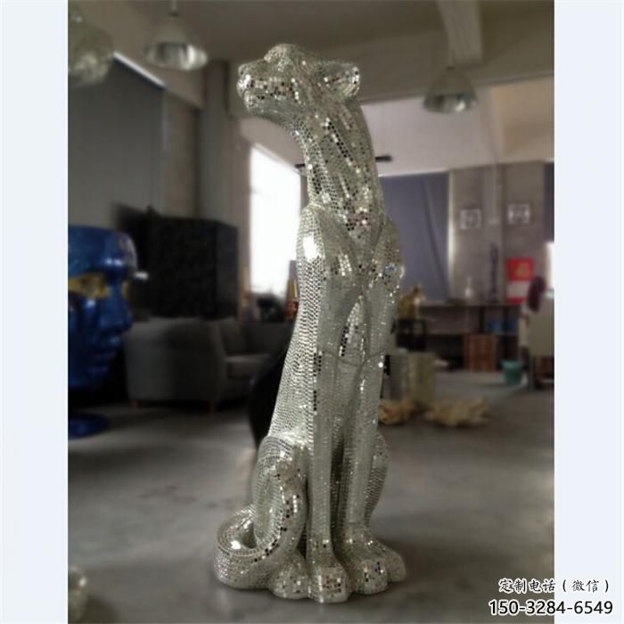 城市獵豹雕塑，動物景觀雕塑，鏡面效果
