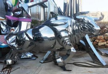 城市犀牛雕塑，動物鏡面雕塑，戶外擺放效果