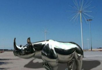 公園犀牛雕塑，拋光雕塑，鏡面工藝