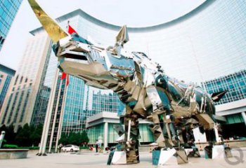 廣場犀牛雕塑，動物景觀雕塑，鏡面工藝制造