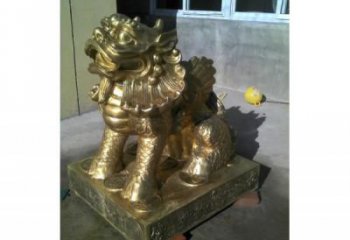 步行街貔貅雕塑，玻璃鋼動(dòng)物雕塑，仿古方式