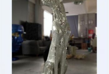 城市獵豹雕塑，動物景觀雕塑，鏡面效果