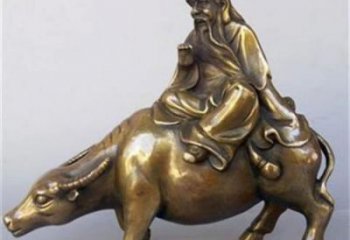 城市老牛雕塑，老子騎牛雕塑，古銅效果