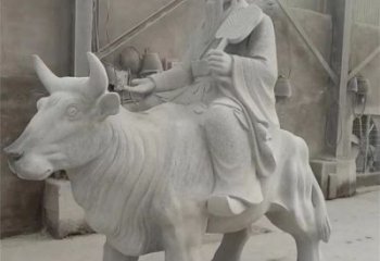 校園老牛雕塑，騎牛老子雕塑，廣場動物主題
