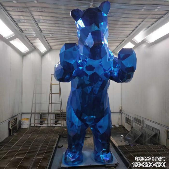 廣場狗熊雕塑，幾何動物雕塑，抽象工藝制造