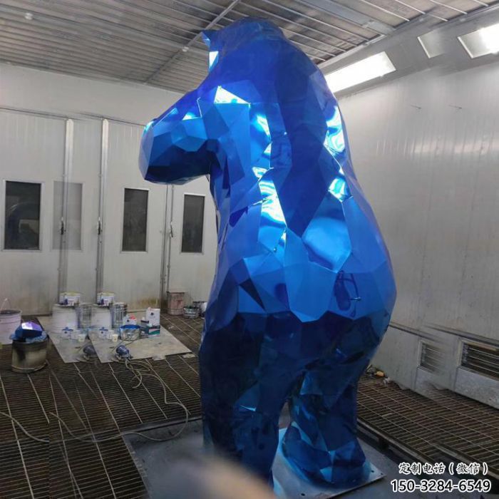 小區(qū)狗熊雕塑，幾何動物雕塑，抽象效果