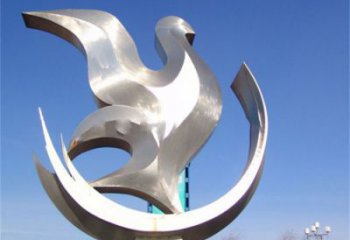 小區鴿子雕塑，鏡面鳥類雕塑，抽象效果