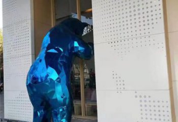 幾何狗熊雕塑，美陳動物雕塑，彩繪工藝