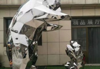 庭院狗熊雕塑，拋光動物雕塑，鏡面形式