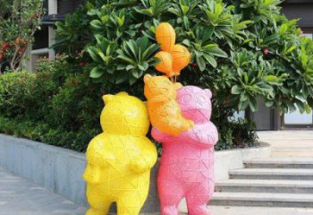 抽象狗熊雕塑，仿古動漫雕塑，卡通擺件