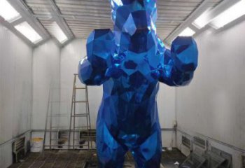 廣場狗熊雕塑，幾何動物雕塑，抽象工藝制造