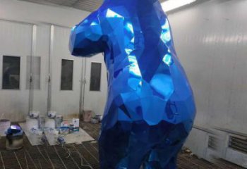 小區狗熊雕塑，幾何動物雕塑，抽象效果