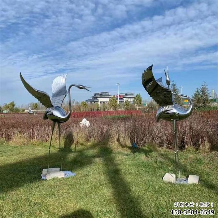 仿古白鶴雕塑廠家 庭院彩繪雕塑 田間小品