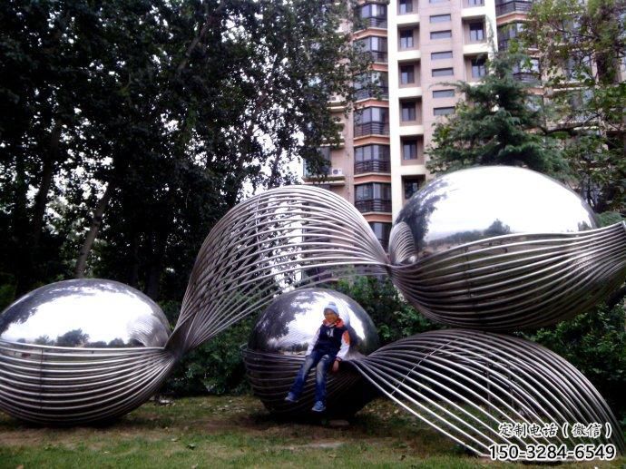 廣場(chǎng)恐龍蛋雕塑廠家 抽象景觀小品 烤漆雕塑