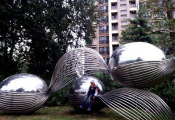 廣場恐龍蛋雕塑廠家 抽象景觀小品 烤漆雕塑