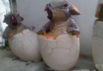 商業(yè)街恐龍蛋雕塑廠家 烤漆擺件 彩繪雕塑