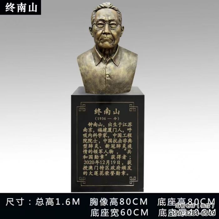 鐘南山人頭像雕塑