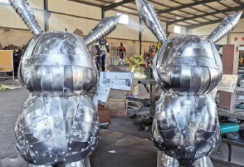 動(dòng)漫版鐵藝機(jī)甲兔子雕塑